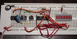 Circuit on a breadboard